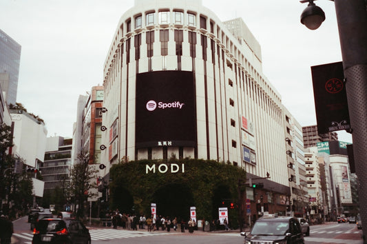 Modi building with spotify advertisement